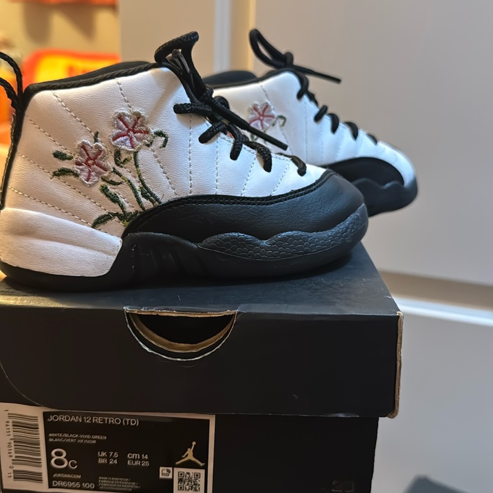 Jordan 12 Retro with flower embroidered